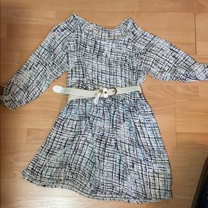 Printed dress with belt